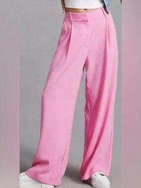 Anthropologie Exquise Pants Wide Leg Trousers XS Pink Feminine Careerwear Work